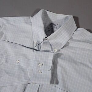 Brooks Brothers Shirt Mens 16.5 32/33 Blue Regent Non-Iron Check Button Down